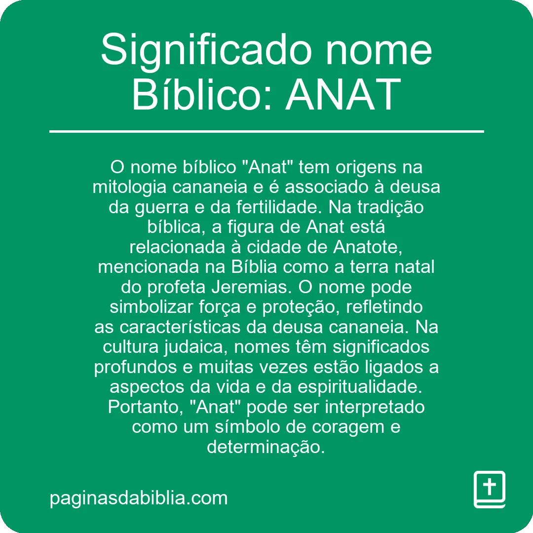 Significado nome Bíblico: ANAT