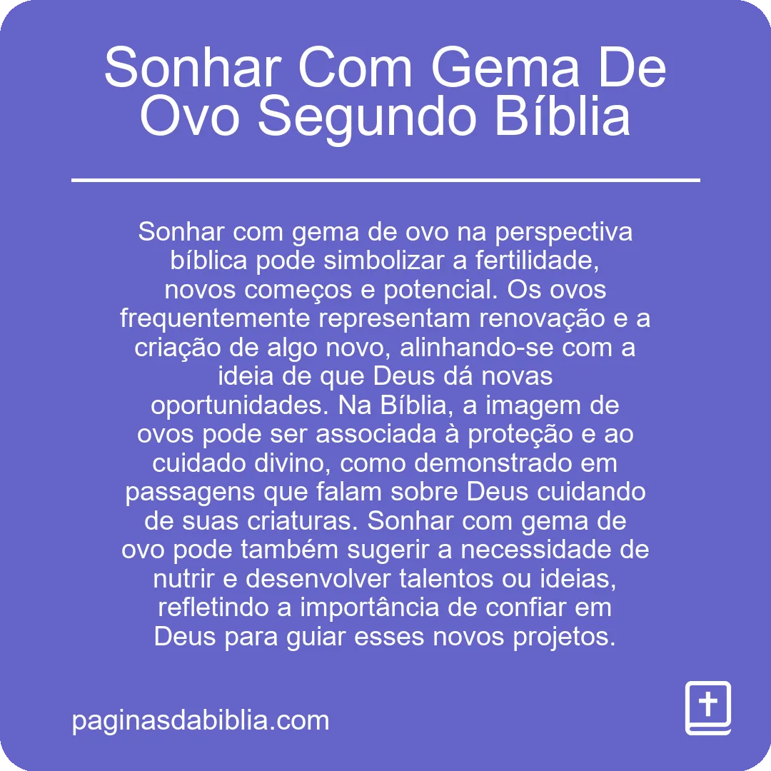 Sonhar Com Gema De Ovo Segundo Bíblia