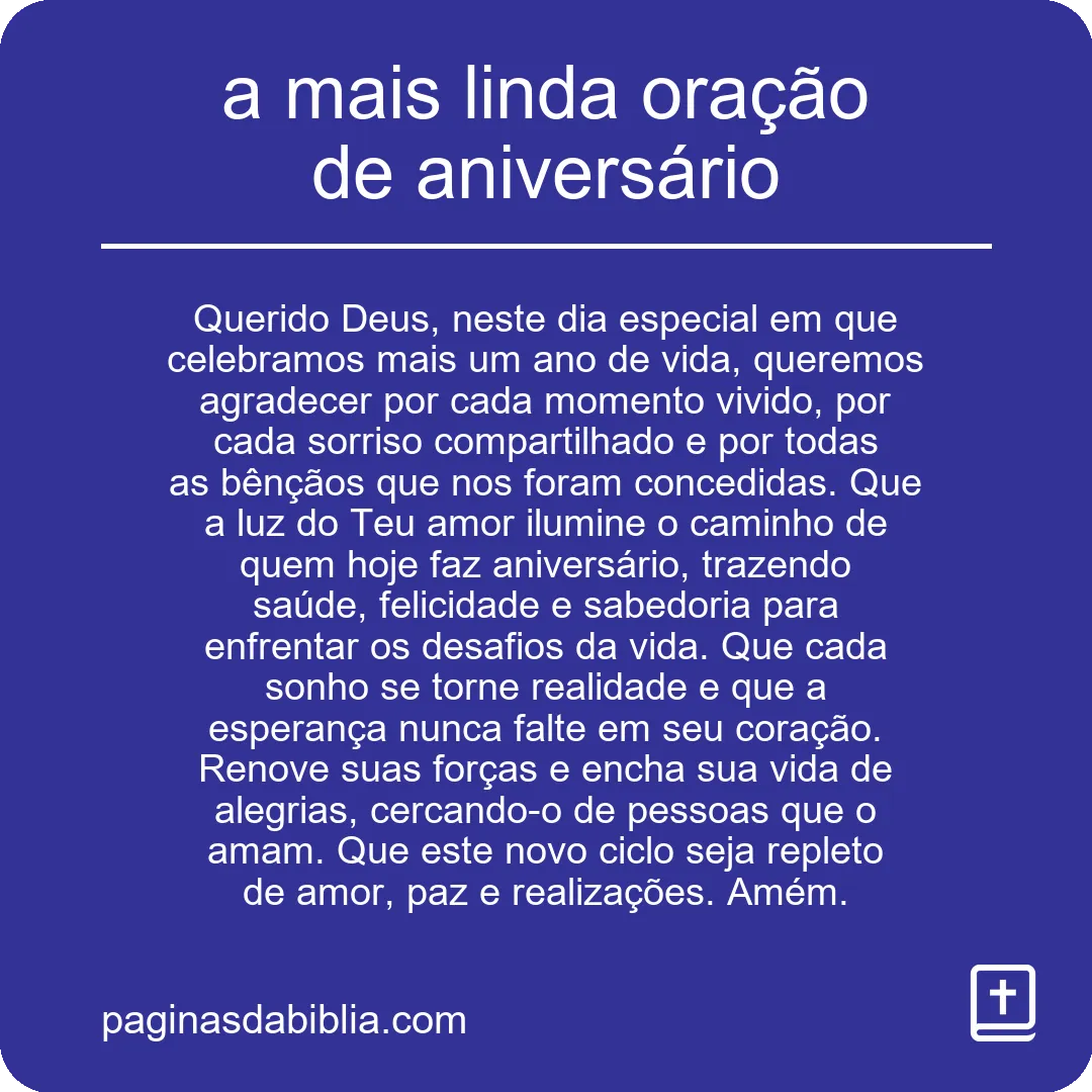 a mais linda oração de aniversário