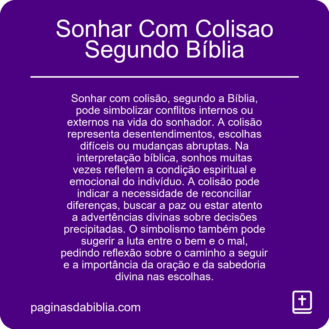 Sonhar Com Colisao Segundo Bíblia