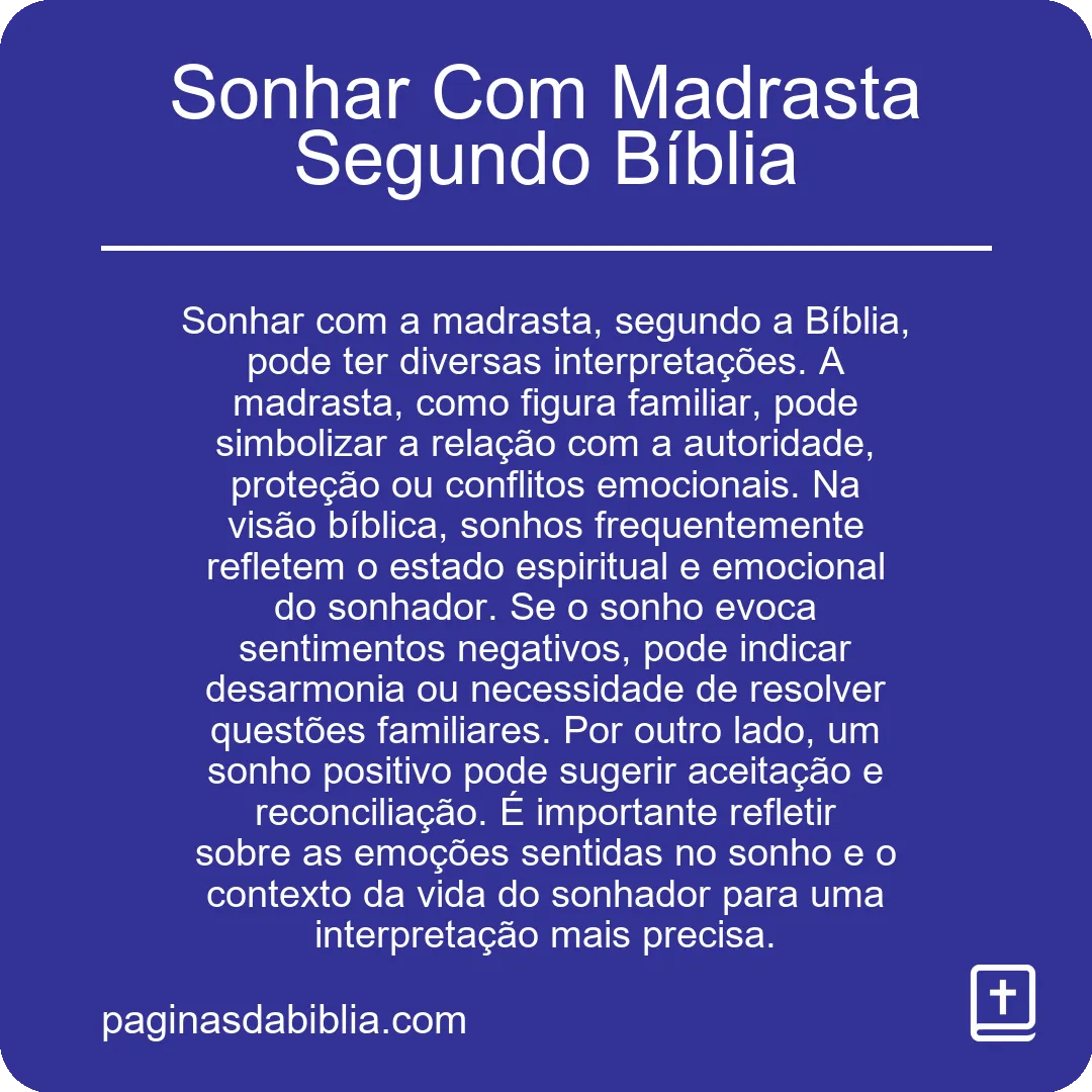 Sonhar Com Madrasta Segundo Bíblia