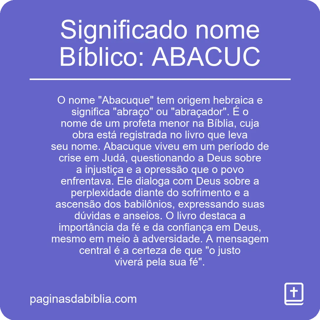 Significado nome Bíblico: ABACUC