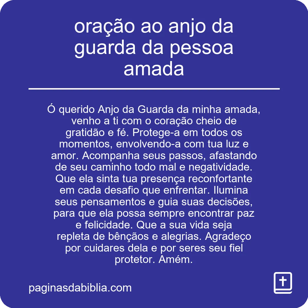 oração ao anjo da guarda da pessoa amada