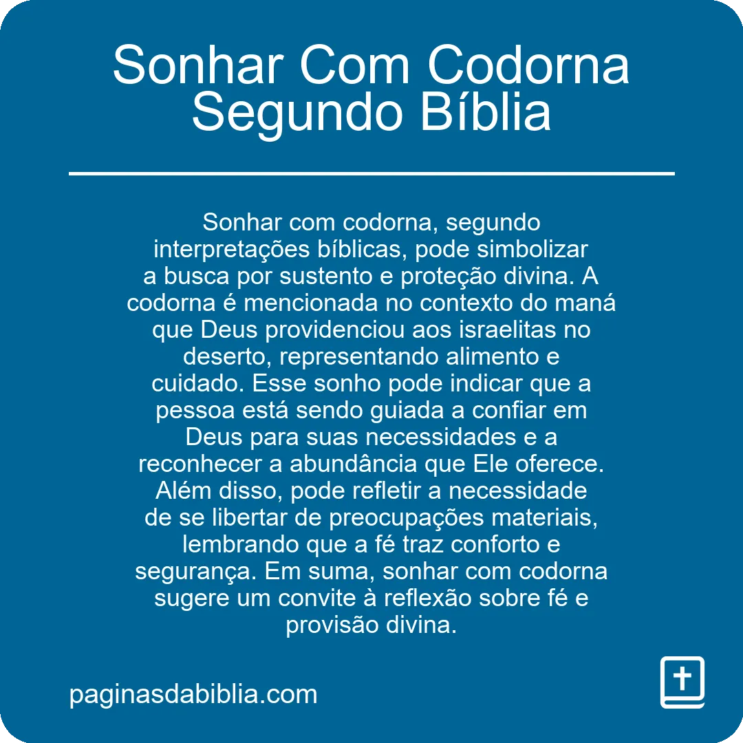 Sonhar Com Codorna Segundo Bíblia