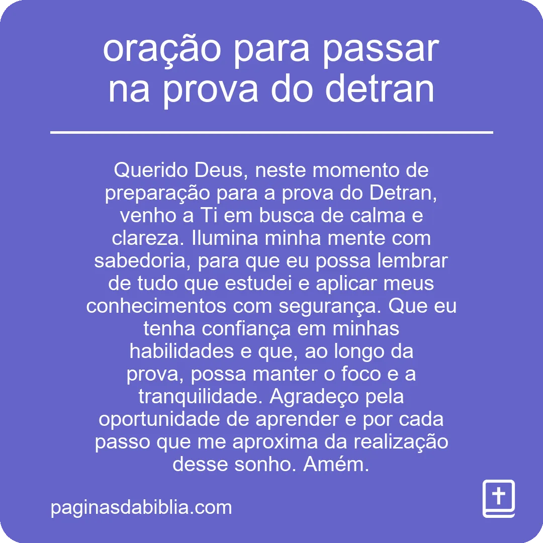 oração para passar na prova do detran