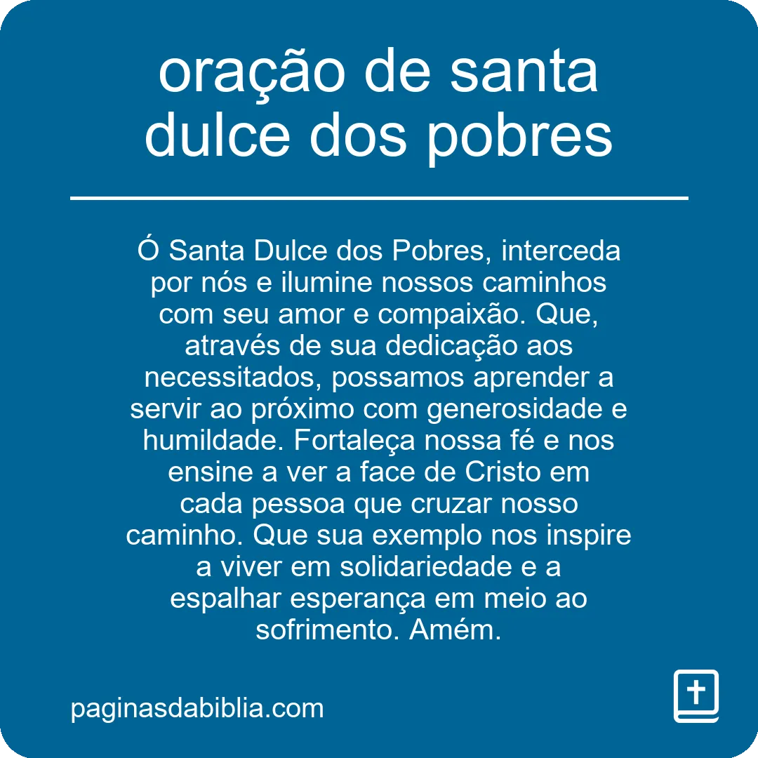 oração de santa dulce dos pobres