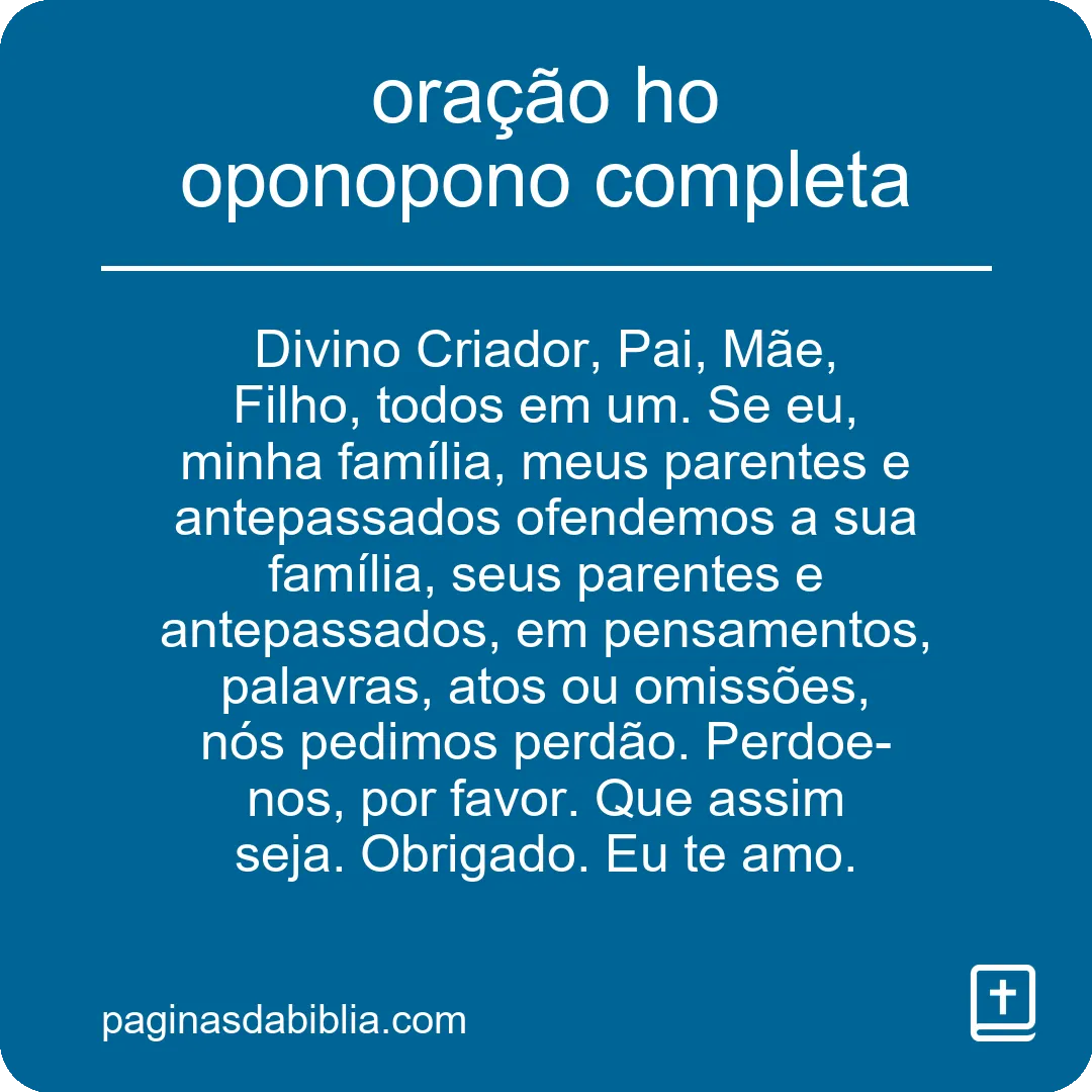 oração ho oponopono completa