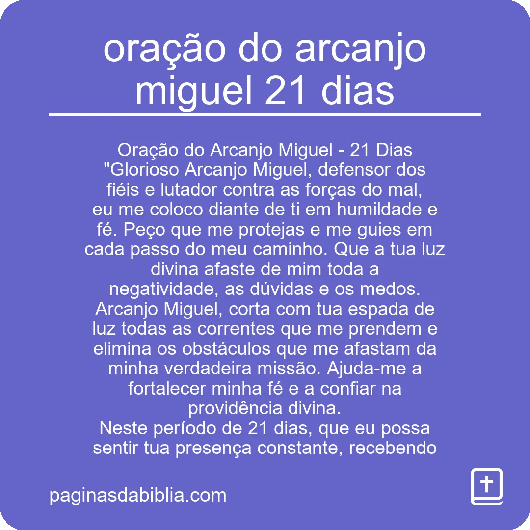 oração do arcanjo miguel 21 dias