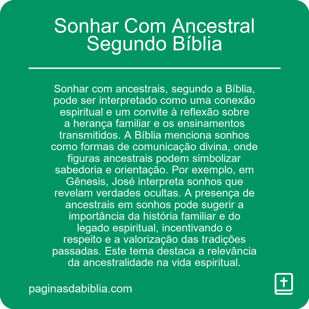 Sonhar Com Ancestral Segundo Bíblia