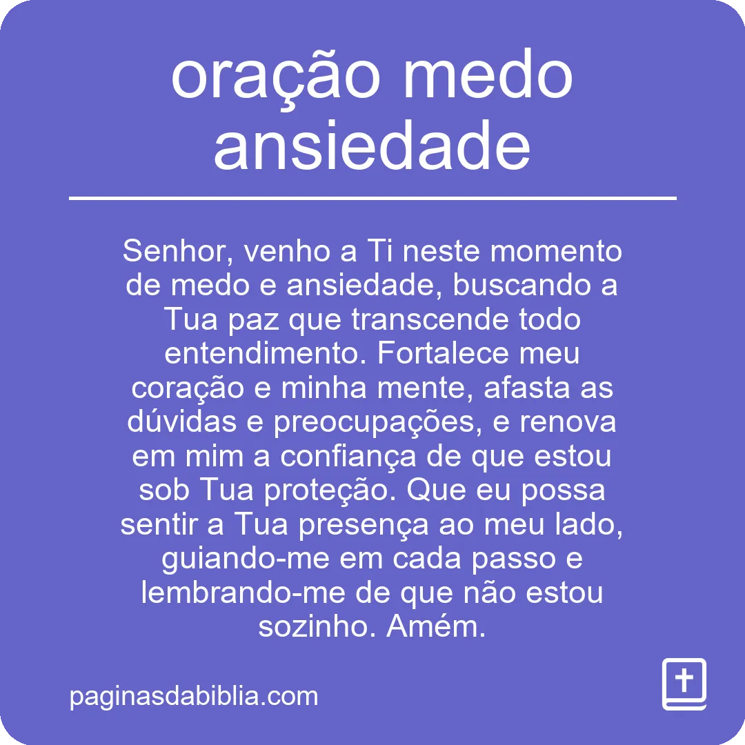 oração medo ansiedade