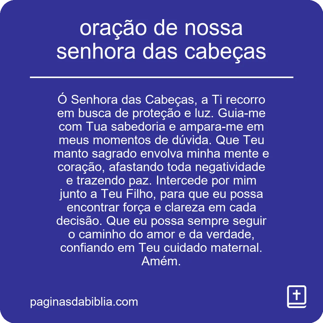 oração de nossa senhora das cabeças