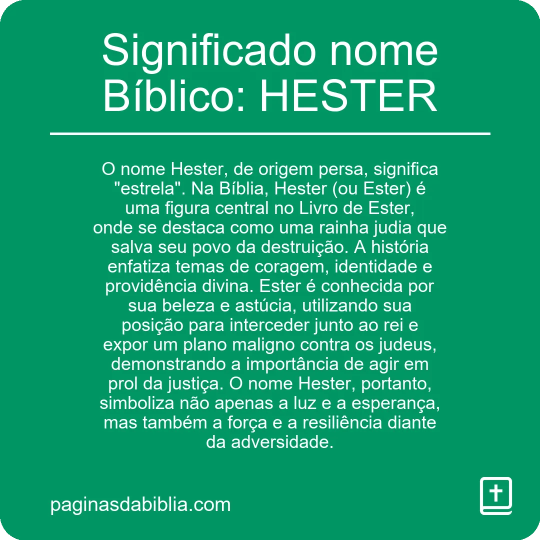 Significado nome Bíblico: HESTER