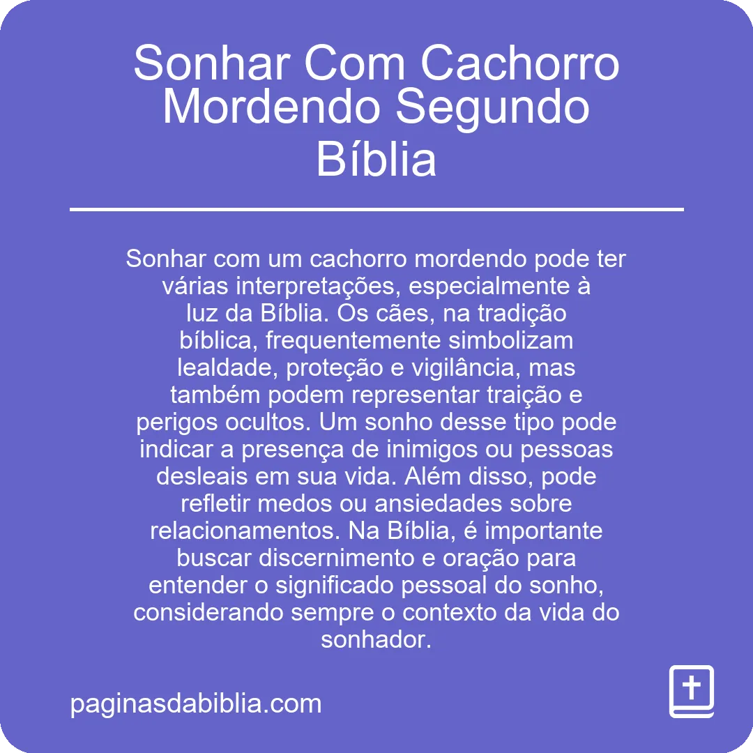 Sonhar Com Cachorro Mordendo Segundo Bíblia