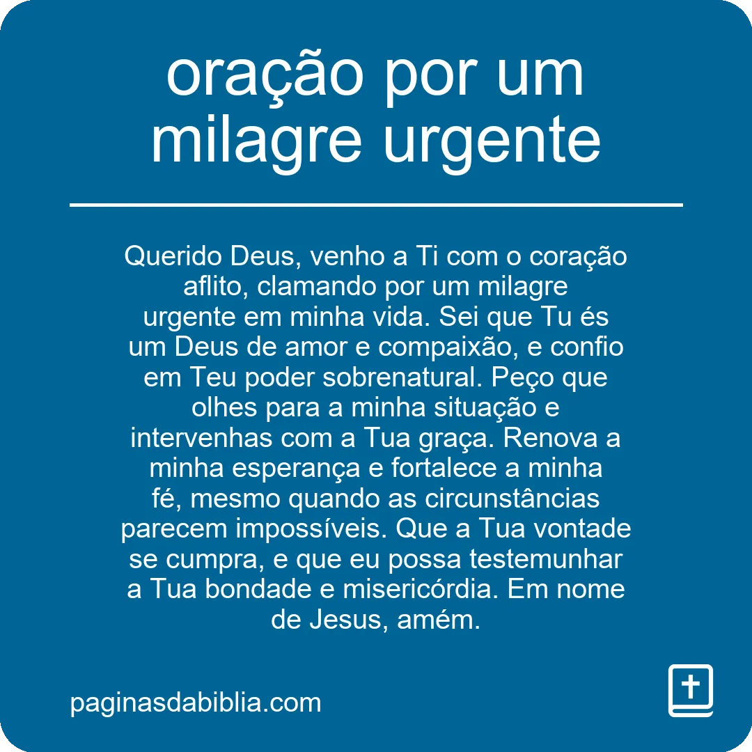 oração por um milagre urgente