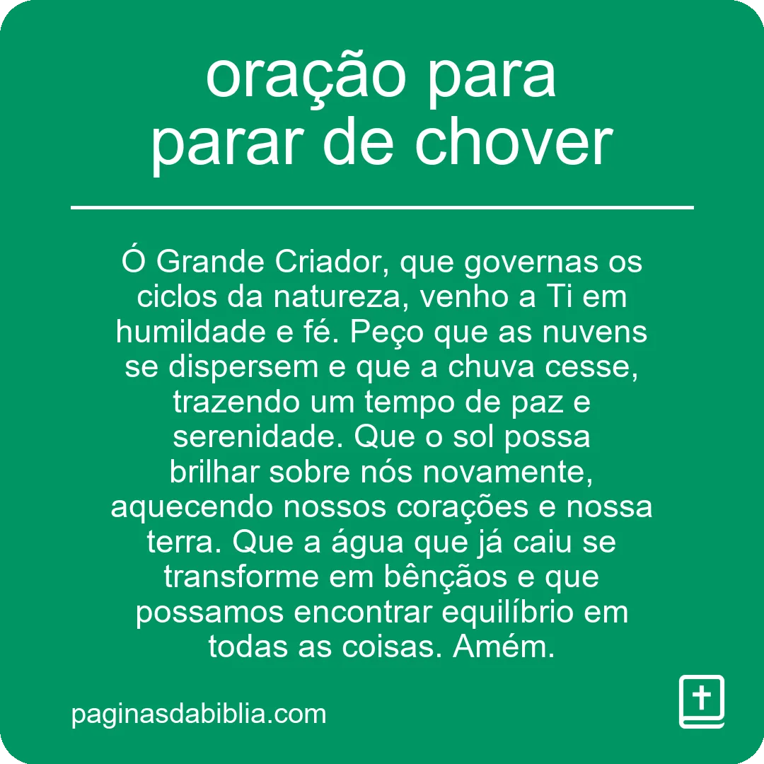 oração para parar de chover