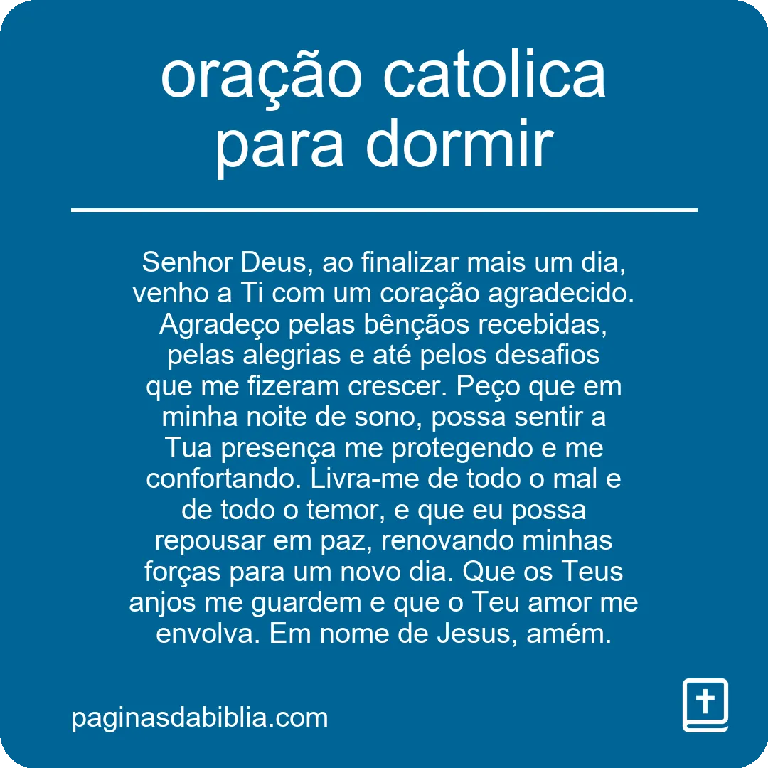 oração catolica para dormir