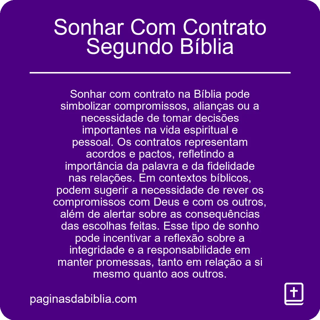 Sonhar Com Contrato Segundo Bíblia