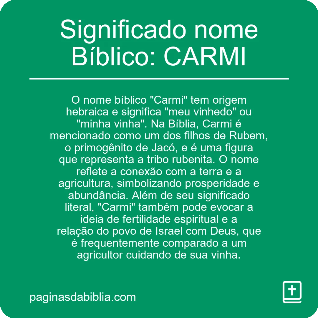 Significado nome Bíblico: CARMI