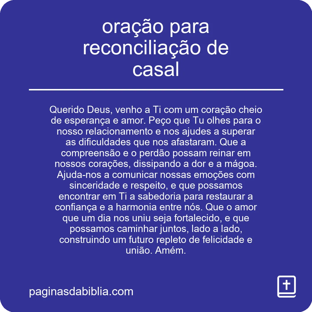 oração para reconciliação de casal