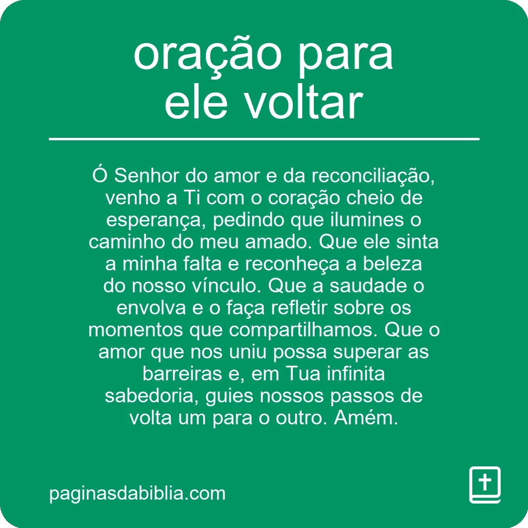 oração para ele voltar