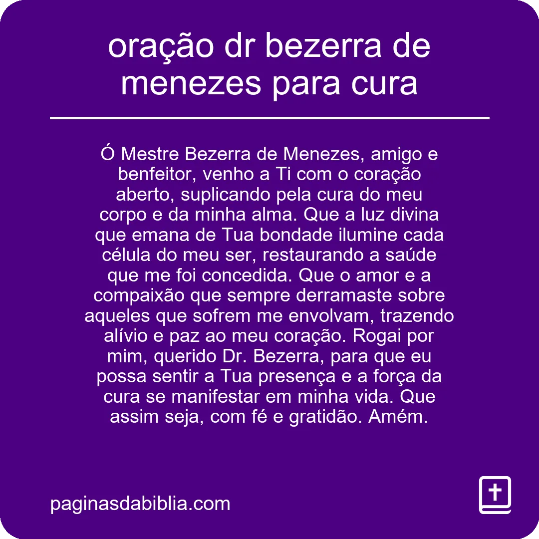 oração dr bezerra de menezes para cura