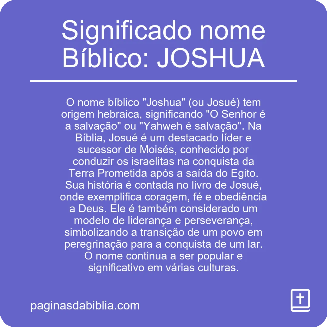 Significado nome Bíblico: JOSHUA