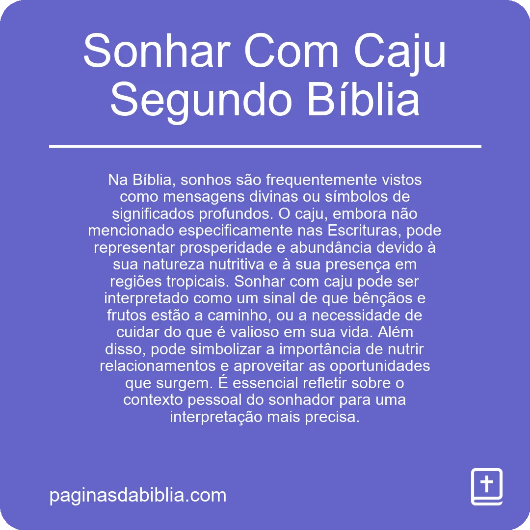 Sonhar Com Caju Segundo Bíblia