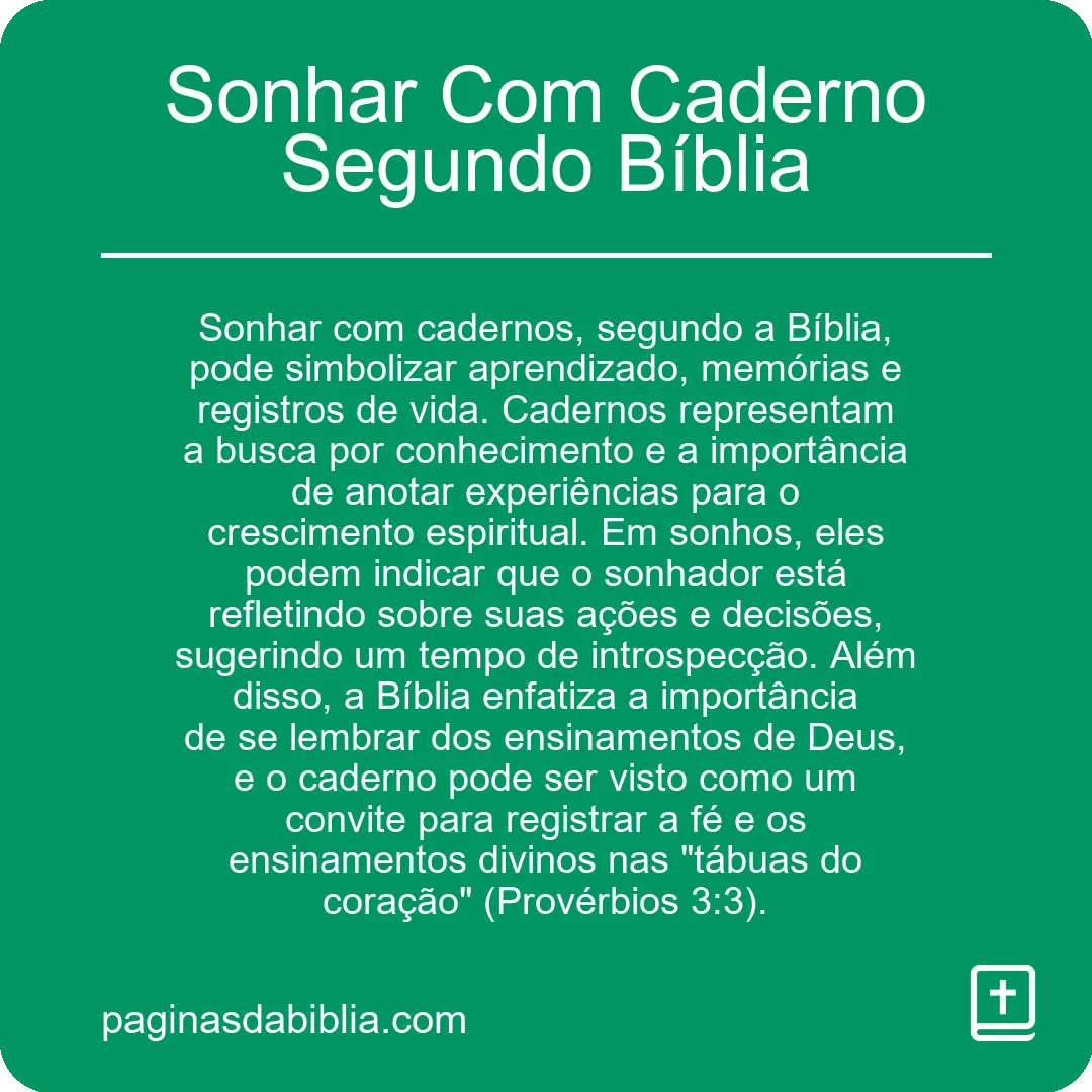 Sonhar Com Caderno Segundo Bíblia