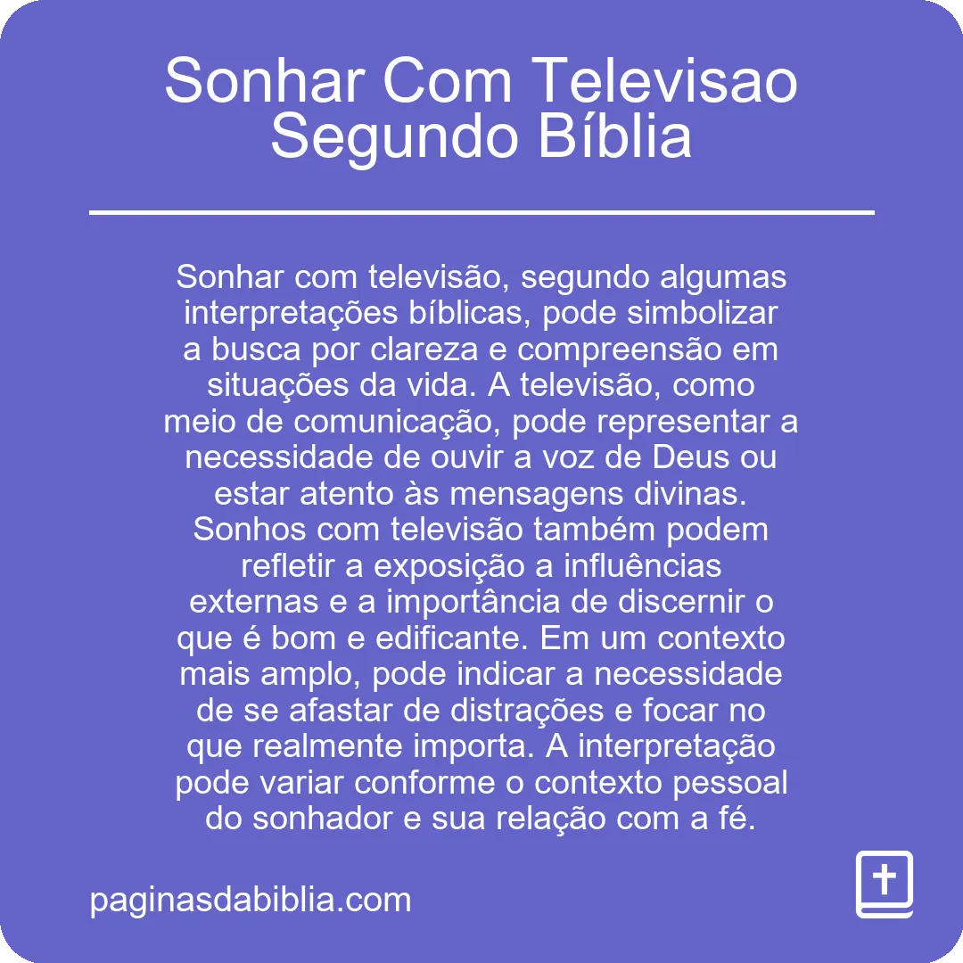 Sonhar Com Televisao Segundo Bíblia