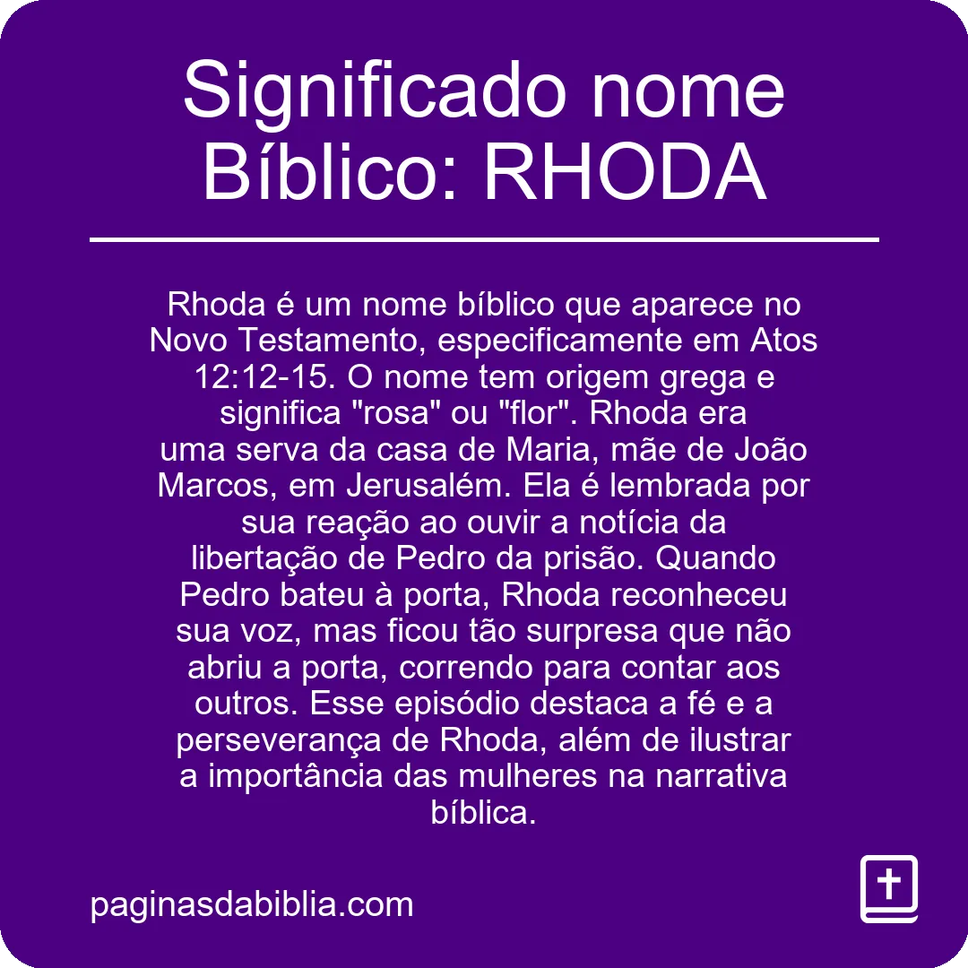 Significado nome Bíblico: RHODA