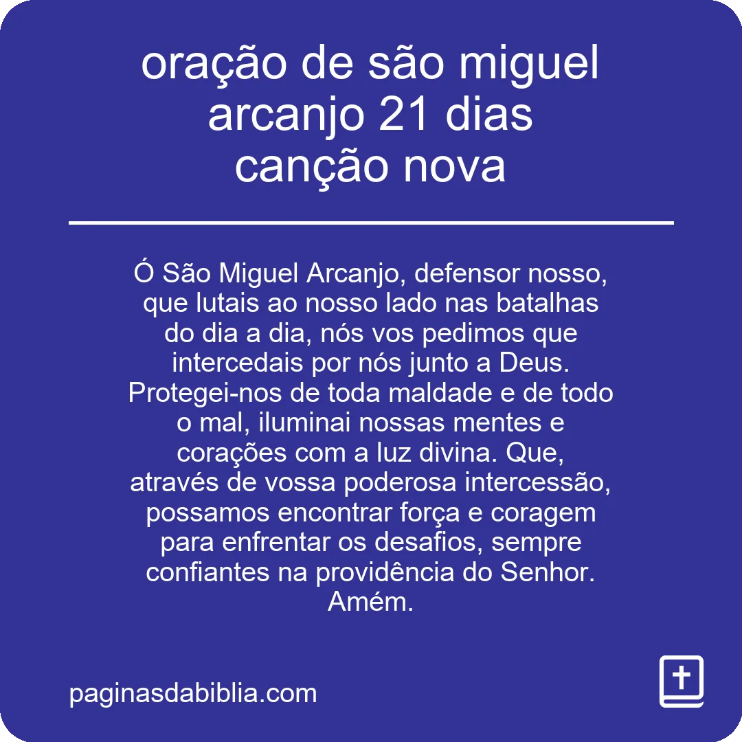 oração de são miguel arcanjo 21 dias canção nova