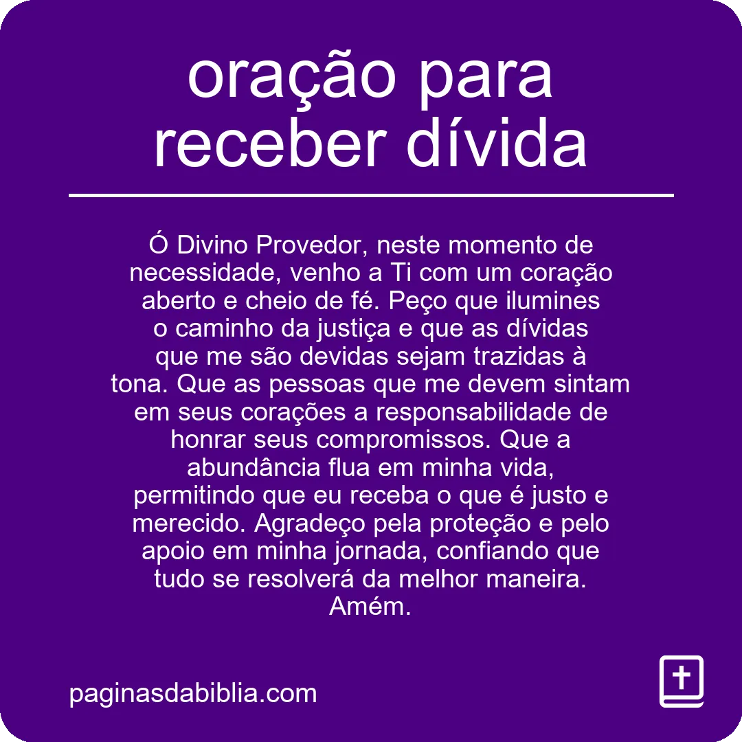 oração para receber dívida