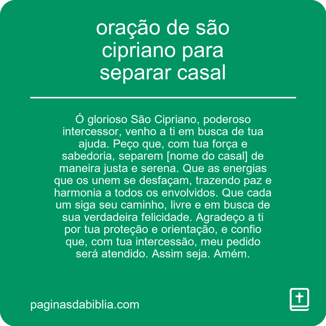 oração de são cipriano para separar casal