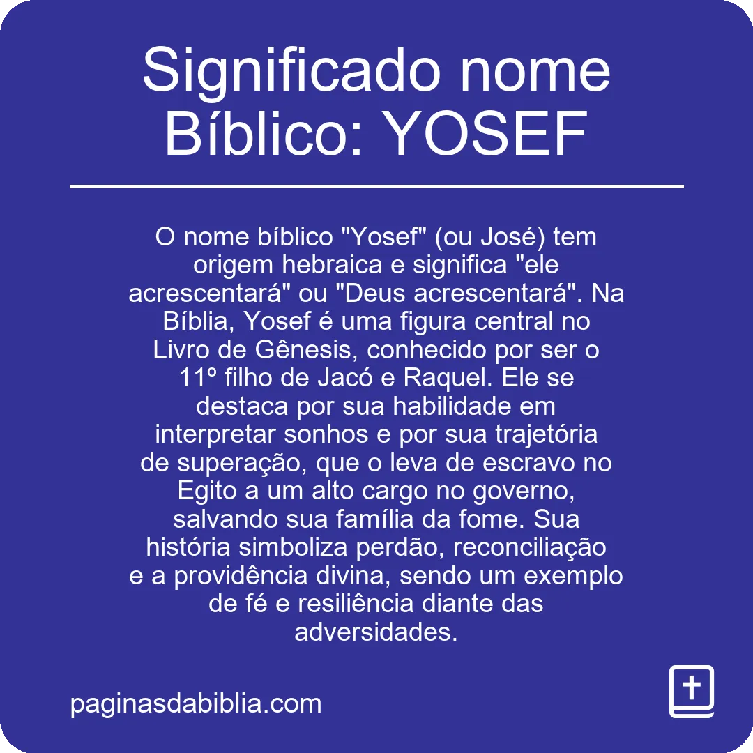 Significado nome Bíblico: YOSEF