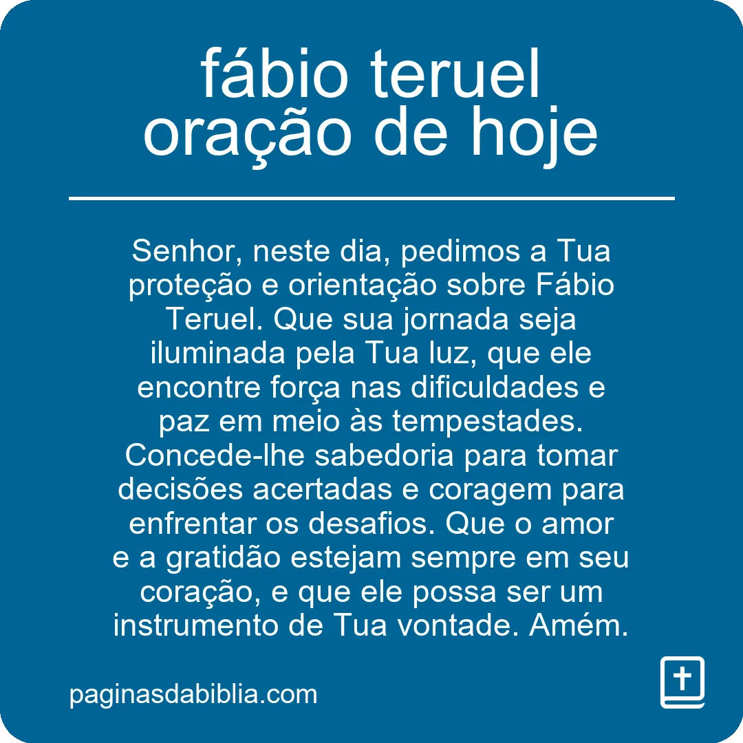 fábio teruel oração de hoje