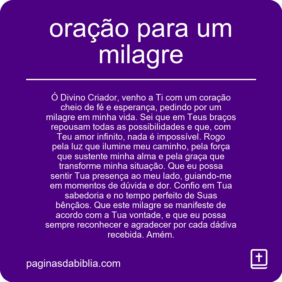 oração para um milagre