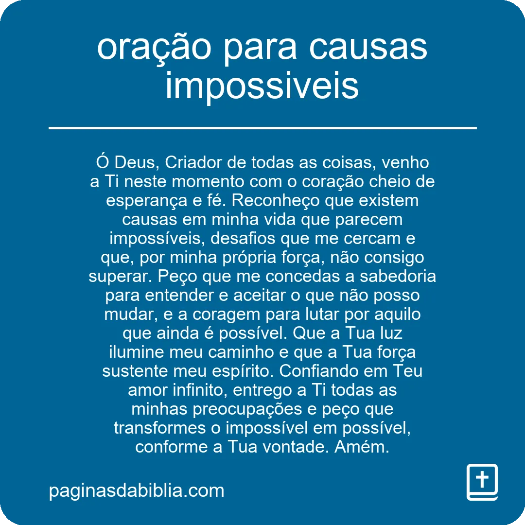 oração para causas impossiveis