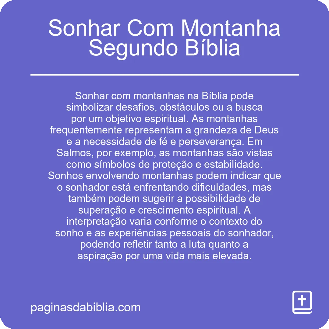 Sonhar Com Montanha Segundo Bíblia