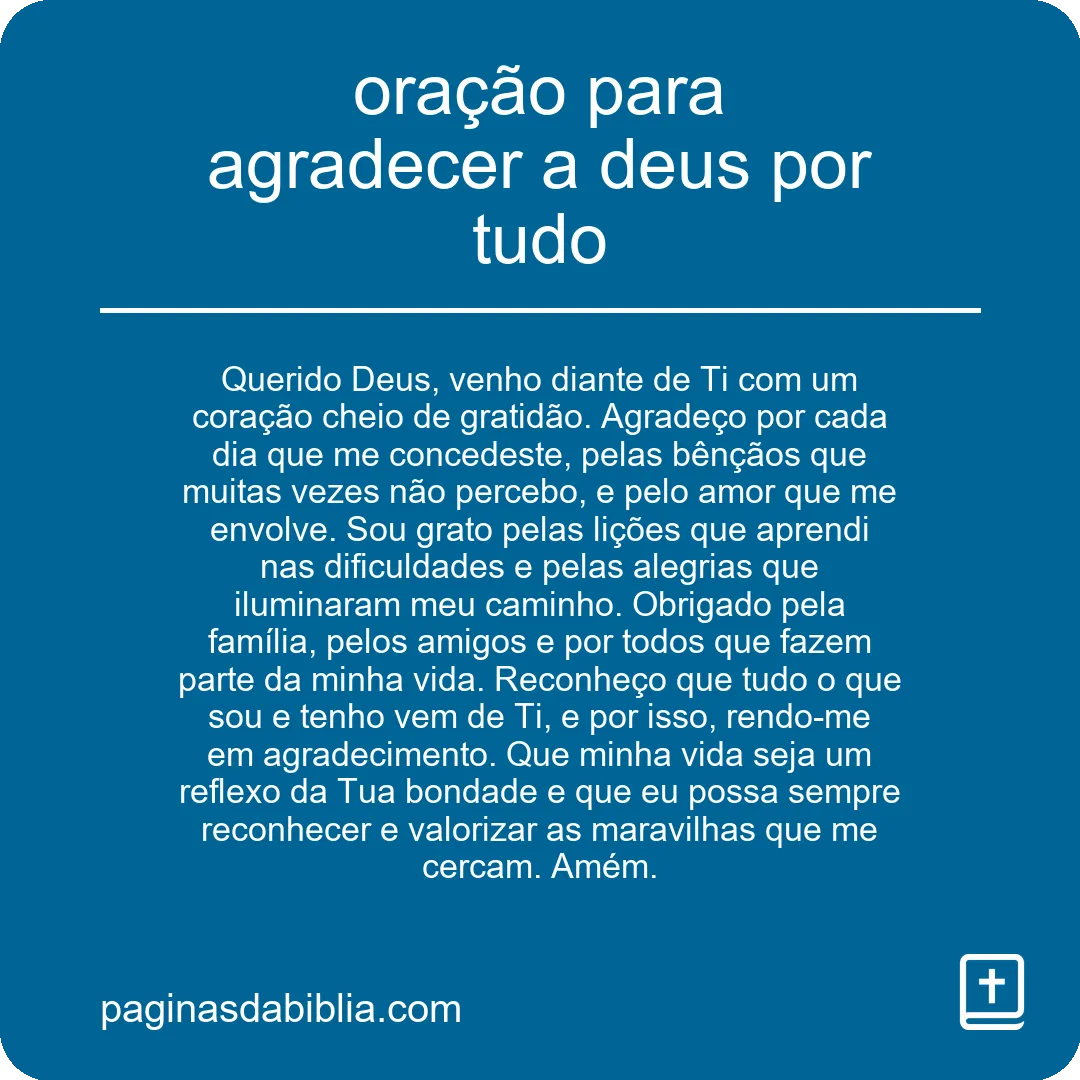 oração para agradecer a deus por tudo