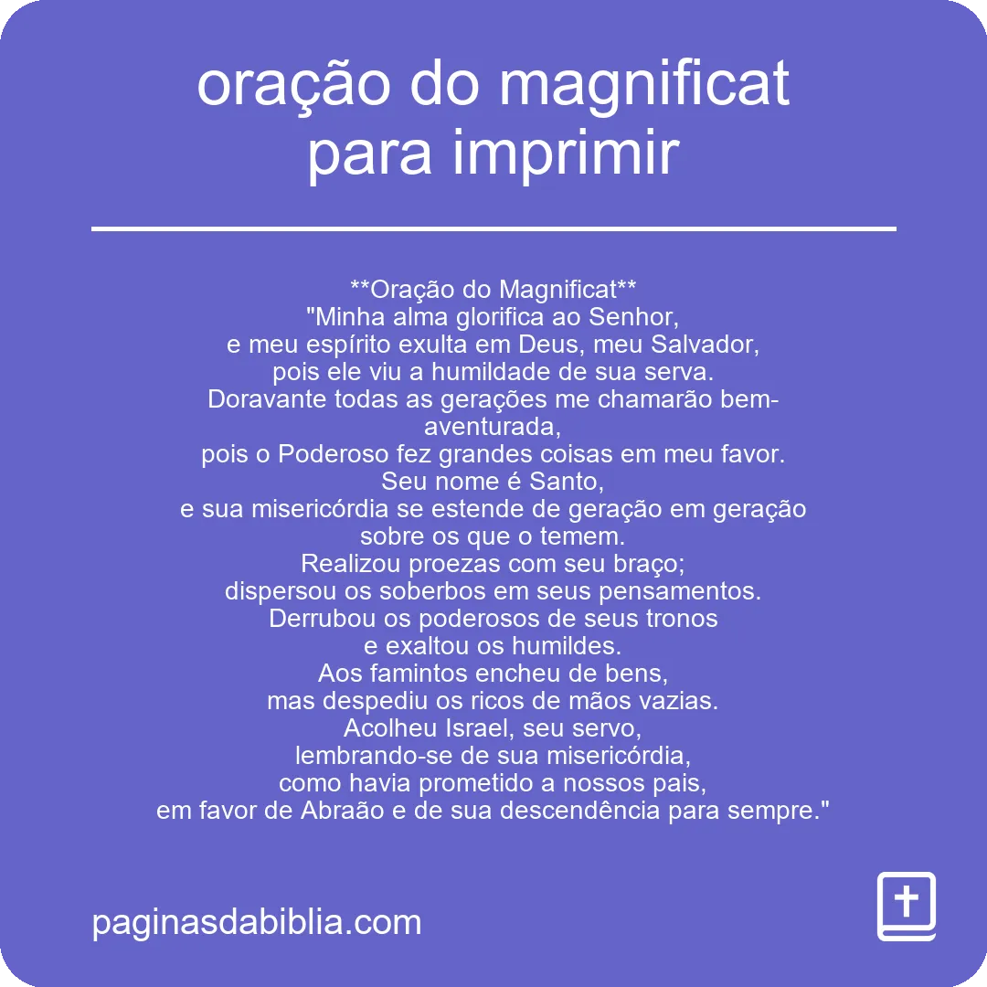 oração do magnificat para imprimir