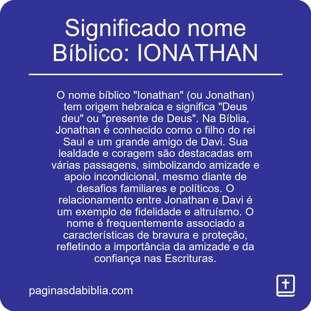 Significado nome Bíblico: IONATHAN