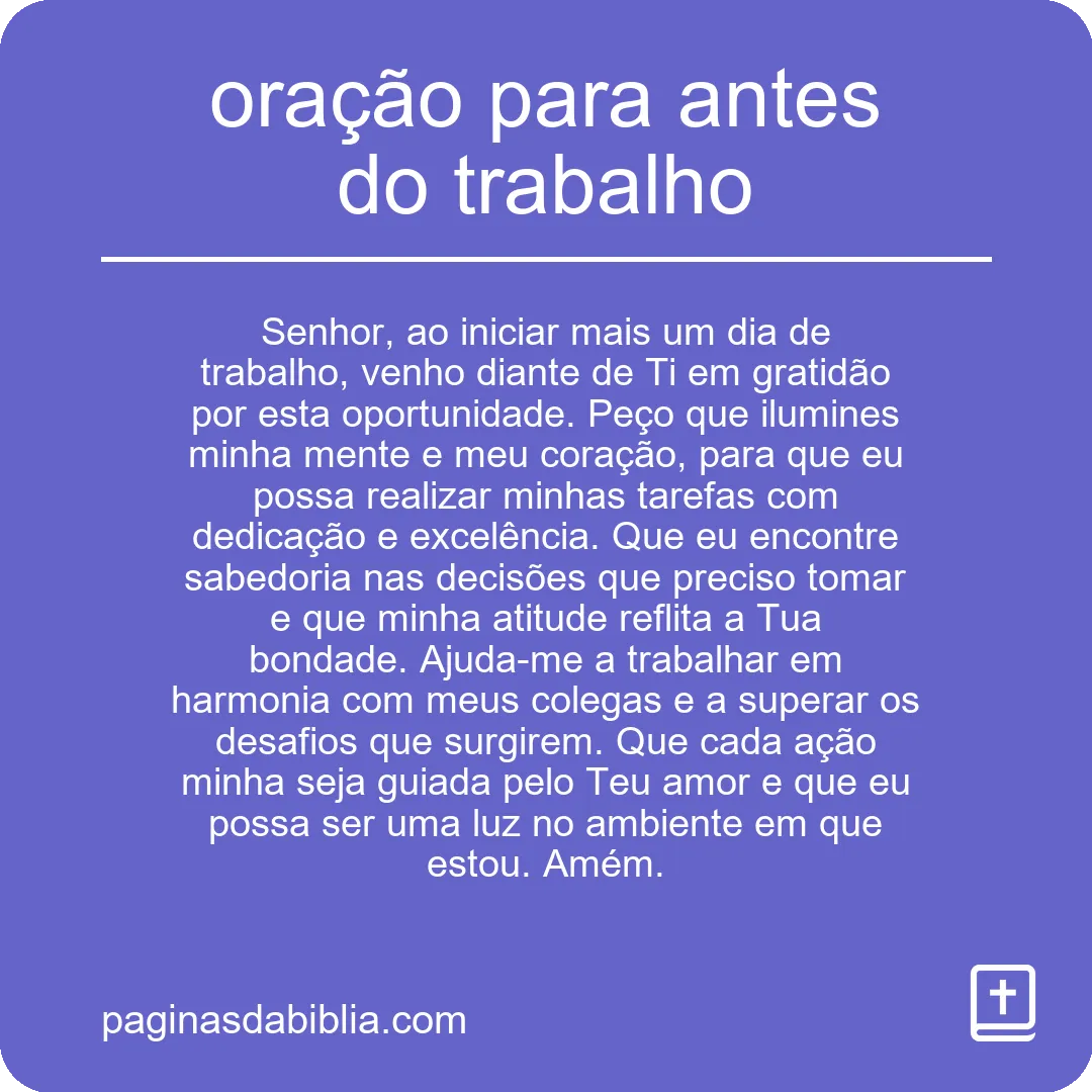 oração para antes do trabalho