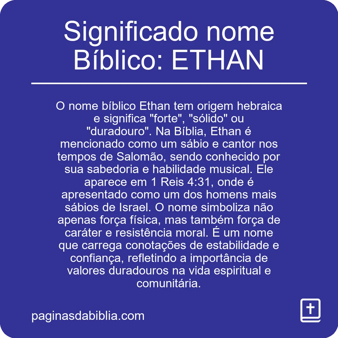 Significado nome Bíblico: ETHAN