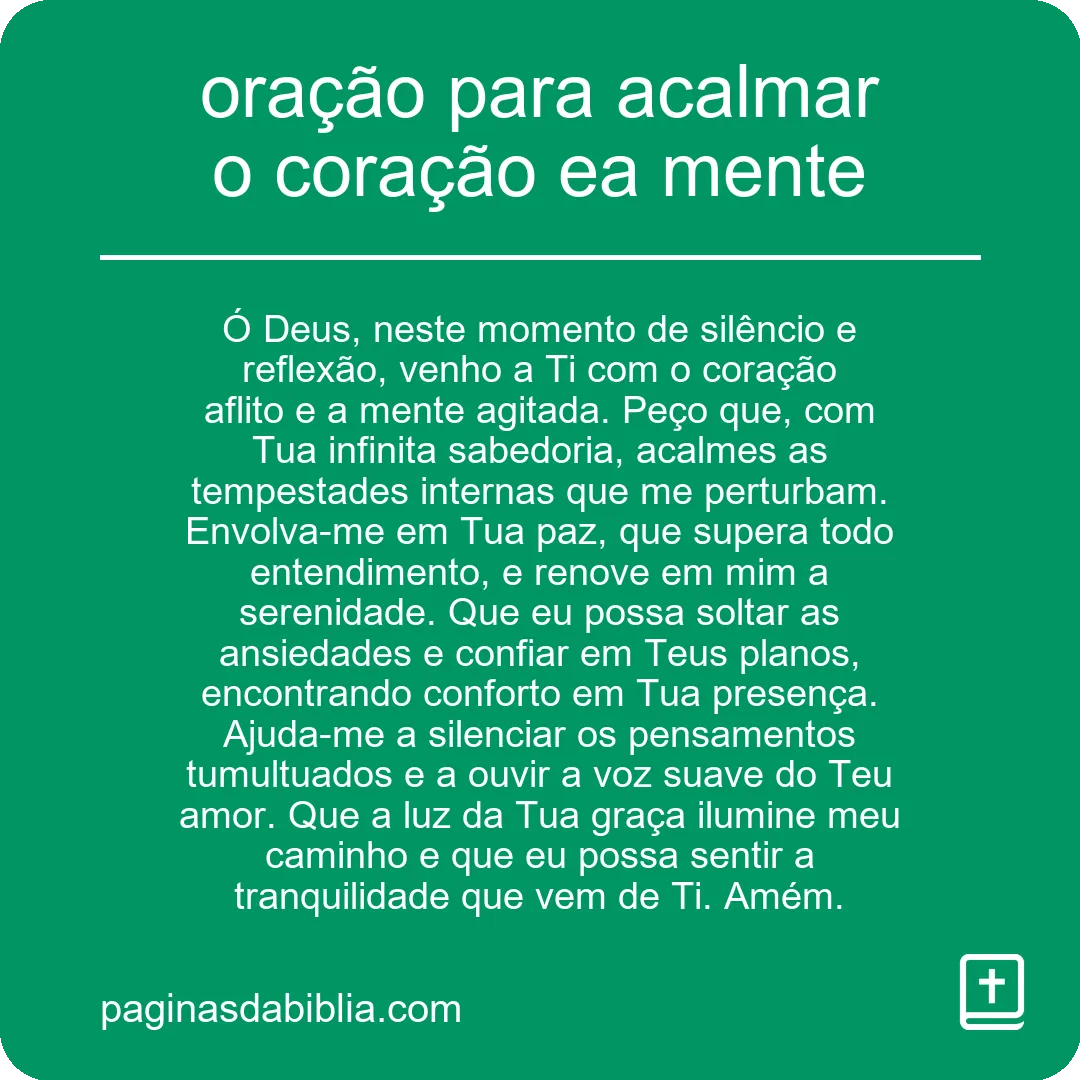 oração para acalmar o coração ea mente