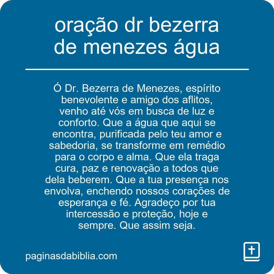 oração dr bezerra de menezes água