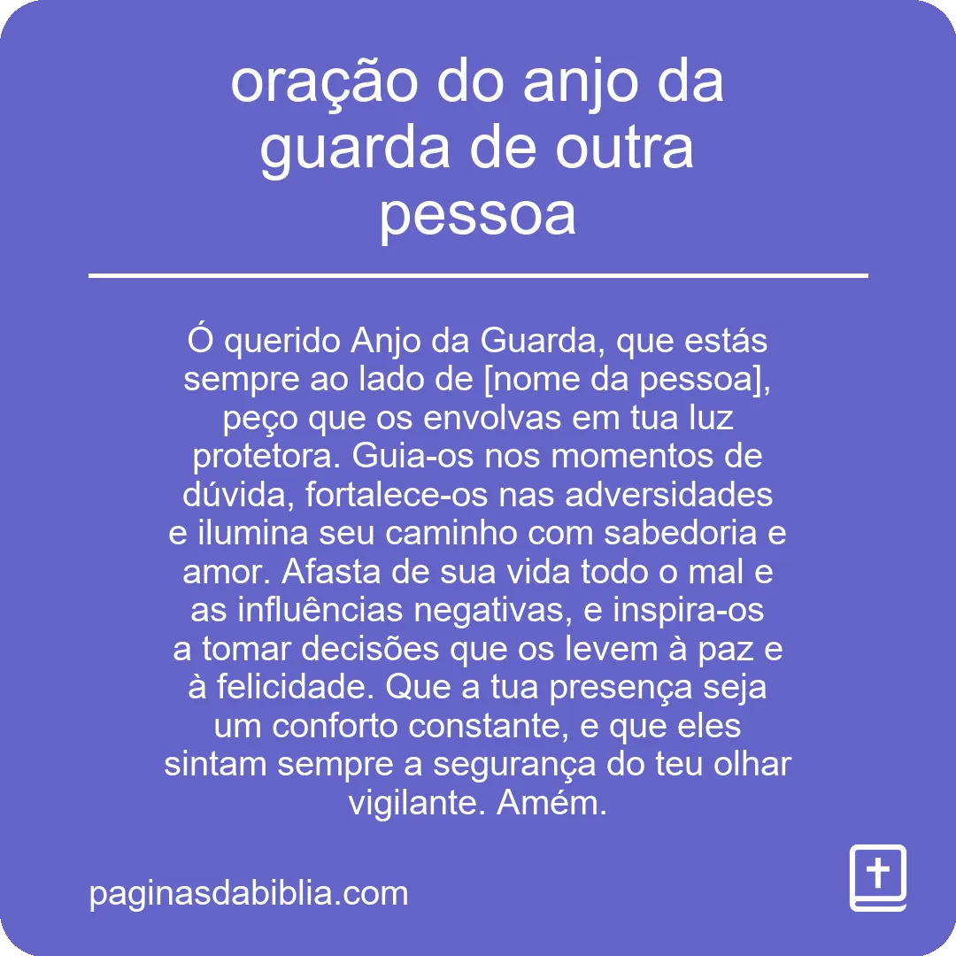 oração do anjo da guarda de outra pessoa