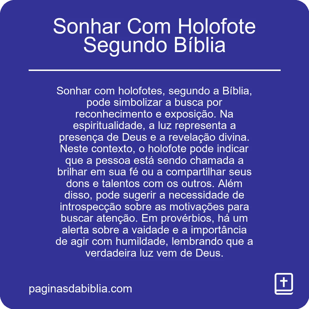 Sonhar Com Holofote Segundo Bíblia