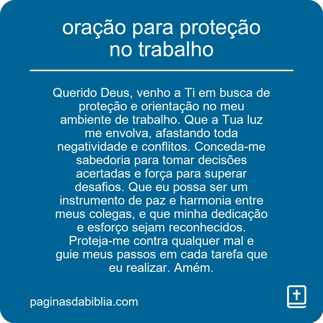 oração para proteção no trabalho