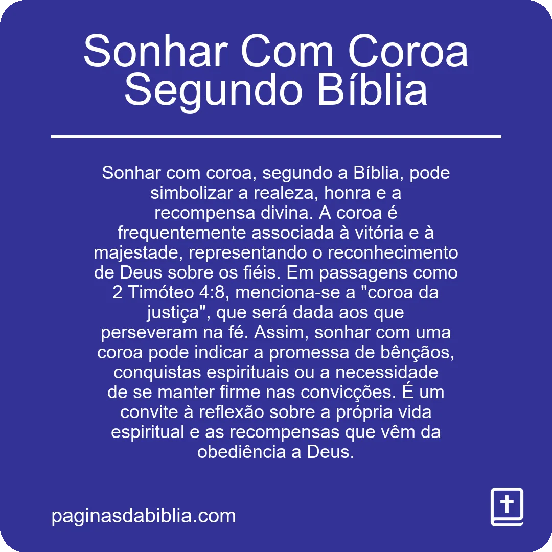 Sonhar Com Coroa Segundo Bíblia