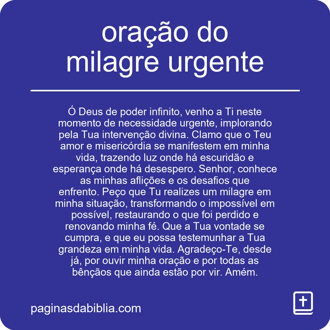 oração do milagre urgente